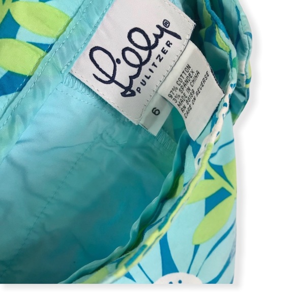 Lily Pulitzer Women’s Teal Light Blue Floral Capri Pants Size 6 - Picture 5 of 8
